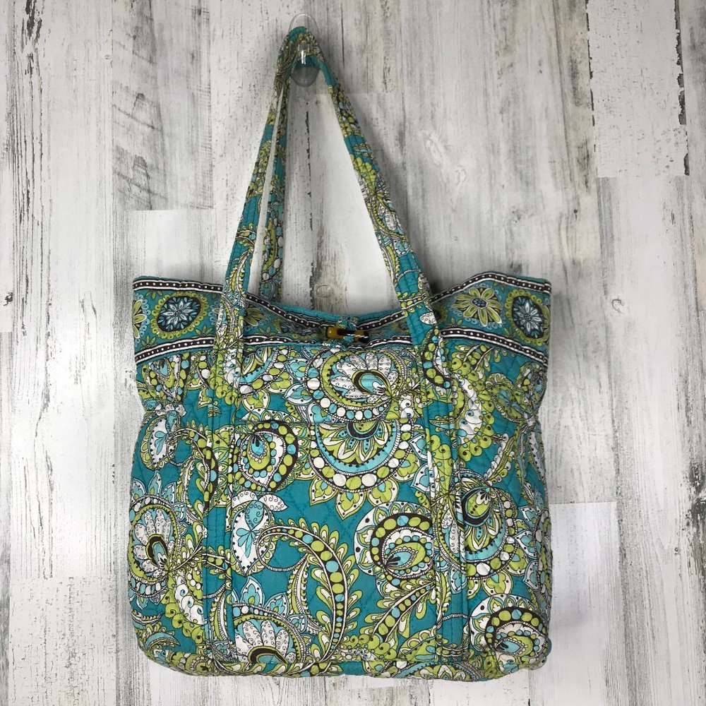 Vera Bradley Paisley Tote Bag - Teal and Lime